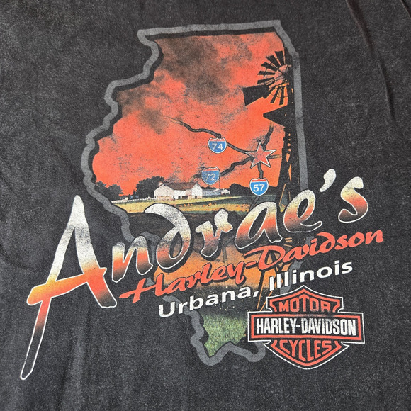 Harley Davidson Urbana IL Flame Graphic XL Hanes Beefy-T Made in USA Collectible - Picture 8 of 8